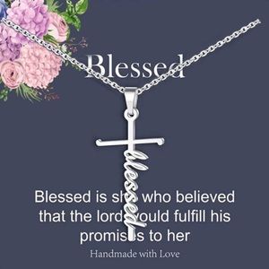 BLESSED Religious “Blessed” Cross Pendant Chain Necklace